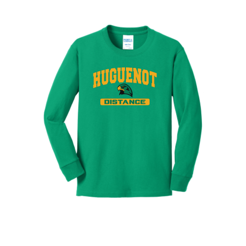 Huguenot Track and Field Distance - Green - Youth Long Sleeve Core Cotton Tee