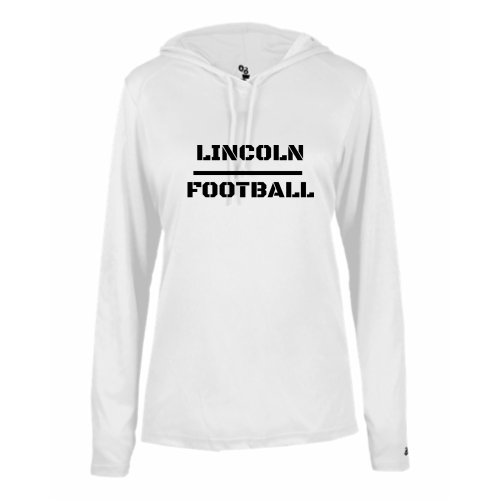Load image into Gallery viewer, Lincoln Football - Ladies LS Performance Tee with Hood
