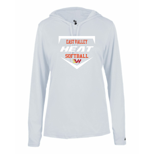 Load image into Gallery viewer, East Valley Heat Club Softball - Ladies LS Performance Tee with Hood
