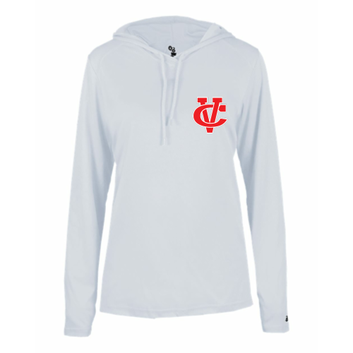 Load image into Gallery viewer, Coosa Valley Softball - Ladies LS Performance Tee with Hood

