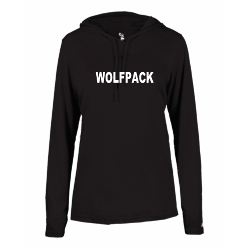 Load image into Gallery viewer, Lincoln Wolfpack - Ladies LS Performance Tee with Hood
