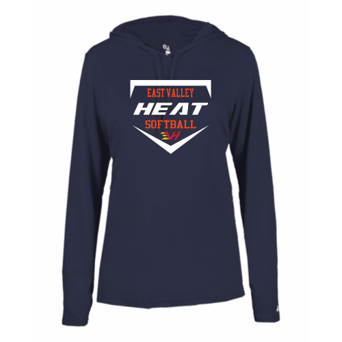 Load image into Gallery viewer, East Valley Heat Club Softball - Ladies LS Performance Tee with Hood
