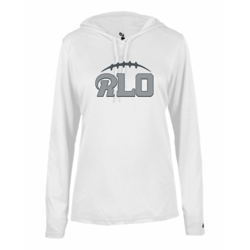 Load image into Gallery viewer, RLO Football -  Ladies LS Performance Tee with Hood
