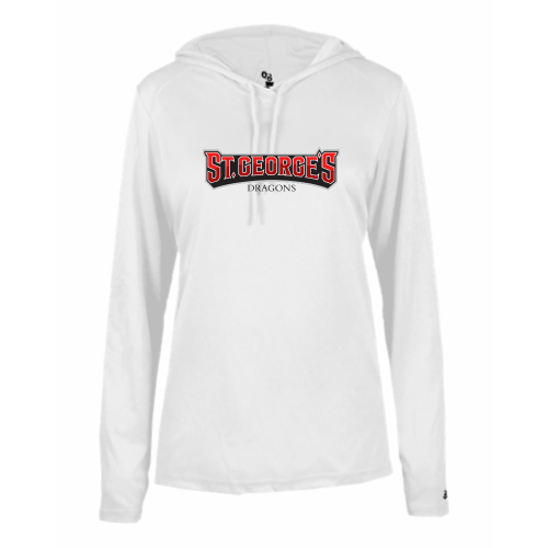 Load image into Gallery viewer, St Georges - Ladies LS Performance Tee with Hood
