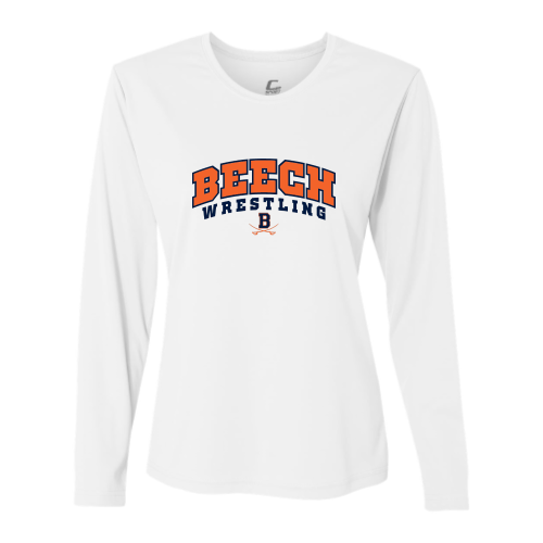 Beech High School Wrestling White - Youth LS Performance Tee