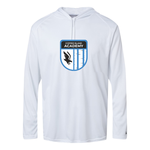 Load image into Gallery viewer, Copper Island Academy - Adult LS Performance Tee with Hood
