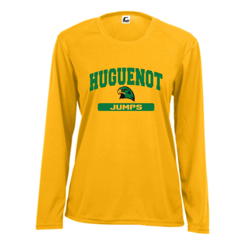 Load image into Gallery viewer, Huguenot Track and Field Jumps - Ladies LS Performance Tee
