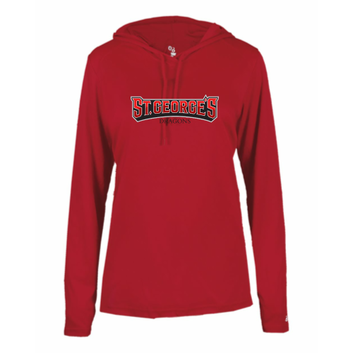 St Georges - Ladies LS Performance Tee with Hood