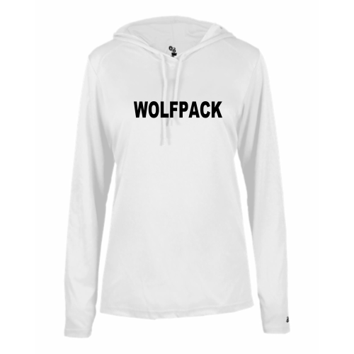 Lincoln Wolfpack - Ladies LS Performance Tee with Hood