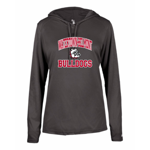 Load image into Gallery viewer, WB Youth Football -  Ladies LS Performance Tee with Hood
