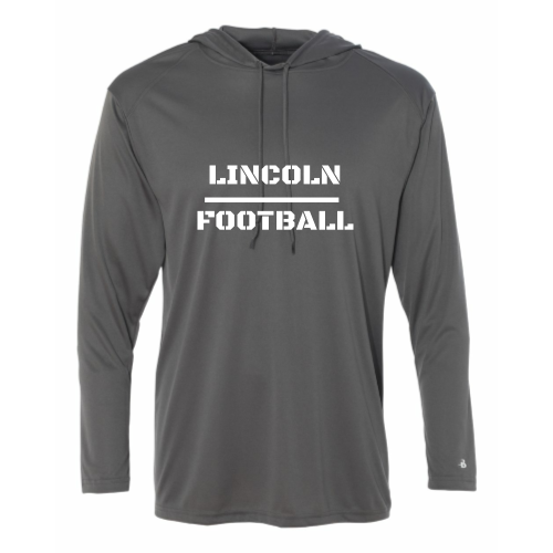Load image into Gallery viewer, Lincoln Football - Adult LS Performance Tee with Hood
