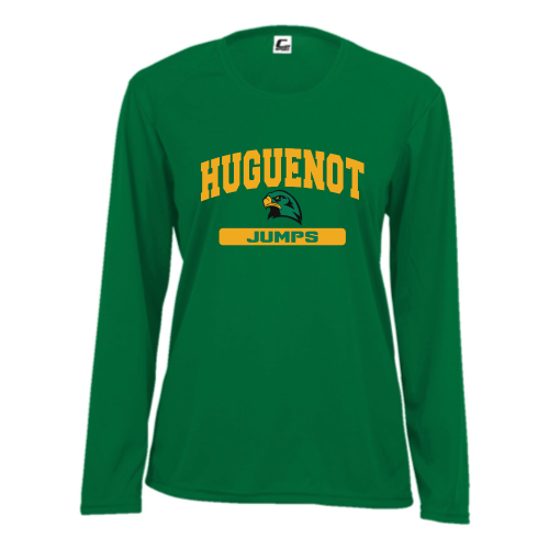 Load image into Gallery viewer, Huguenot Track and Field Jumps - Ladies LS Performance Tee
