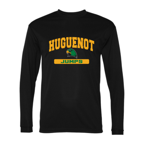 Load image into Gallery viewer, Huguenot Track and Field Jumps - Adult LS Performance Tee
