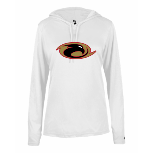 Load image into Gallery viewer, Thunderhawks Softball - Ladies LS Performance Tee with Hood
