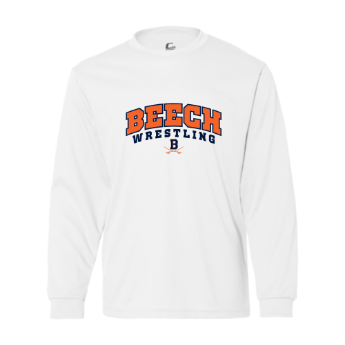 Beech High School Wrestling White - Ladies LS Performance Tee