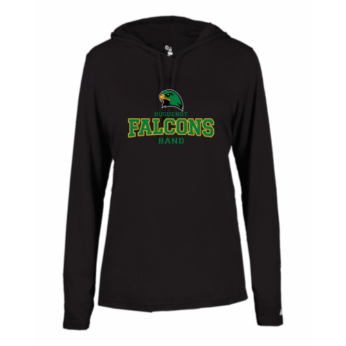Huguenot Band - Ladies LS Performance Tee with Hood
