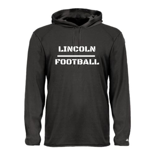 Load image into Gallery viewer, Lincoln Football - Adult LS Performance Tee with Hood
