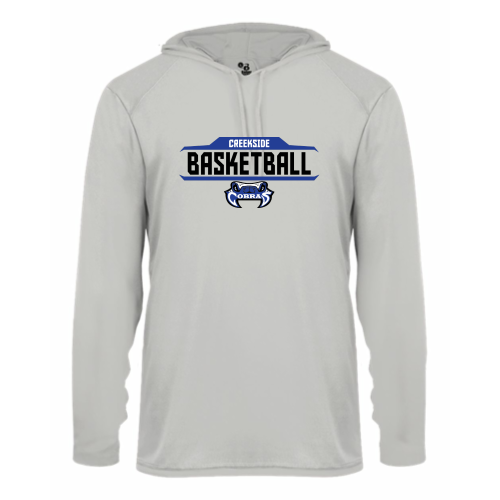 Creekside Cobra Basketball Silver - Adult LS Performance Tee with Hood