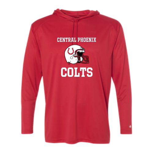 Load image into Gallery viewer, Central Phoenix Colts YFB - Adult LS Performance Tee with Hood
