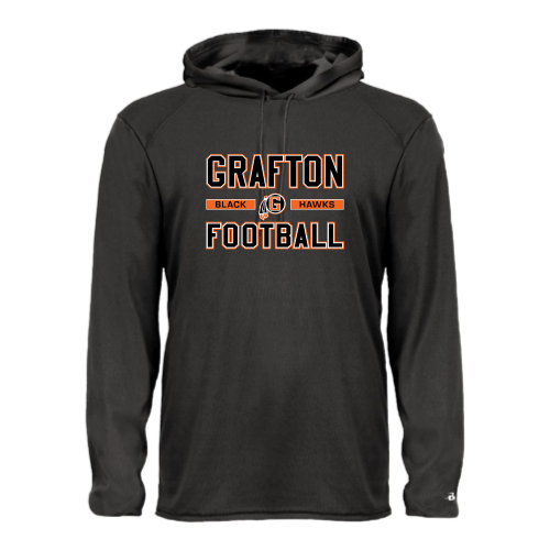Grafton Black Hawks - Adult LS Performance Tee with Hood