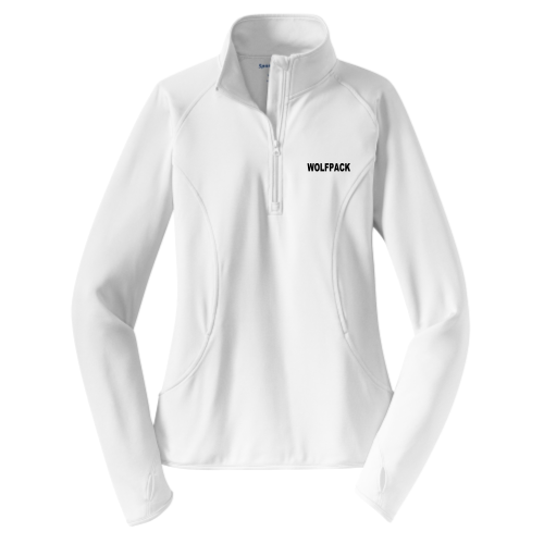 Lincoln Wolfpack - White - Ladies Sport Wicking 1-4 Zip Pullover