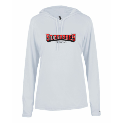 St Georges - Ladies LS Performance Tee with Hood