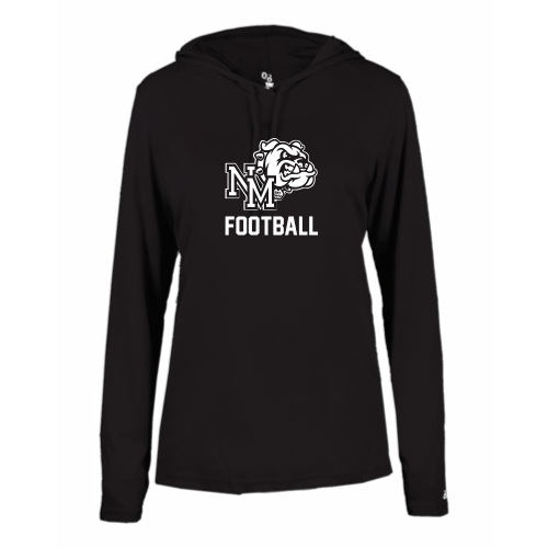 Load image into Gallery viewer, North Mason Football - Ladies LS Performance Tee with Hood
