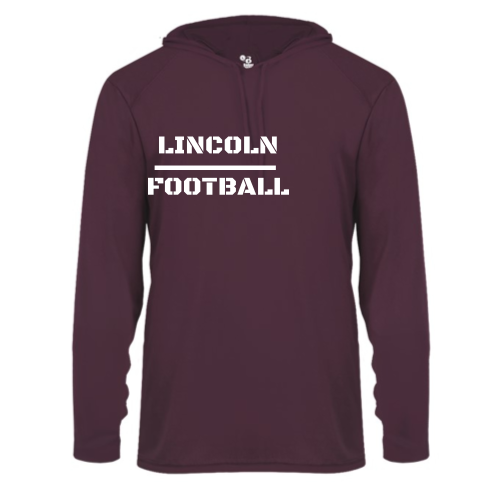 Load image into Gallery viewer, Lincoln Football - Adult LS Performance Tee with Hood
