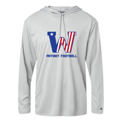 Load image into Gallery viewer, Washington Patriot Football - Adult LS Performance Tee with Hood
