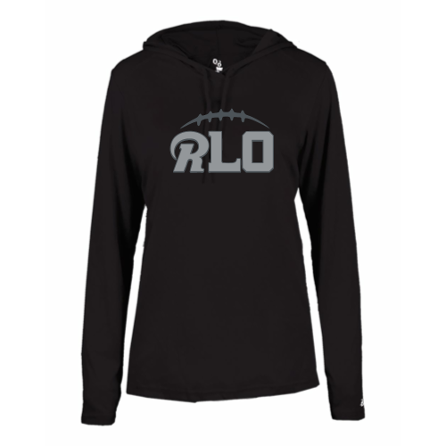 Load image into Gallery viewer, RLO Football -  Ladies LS Performance Tee with Hood
