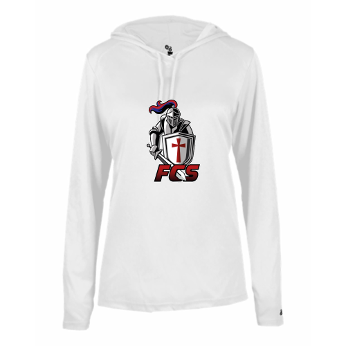 Faith Christian School - Ladies LS Performance Tee with Hood