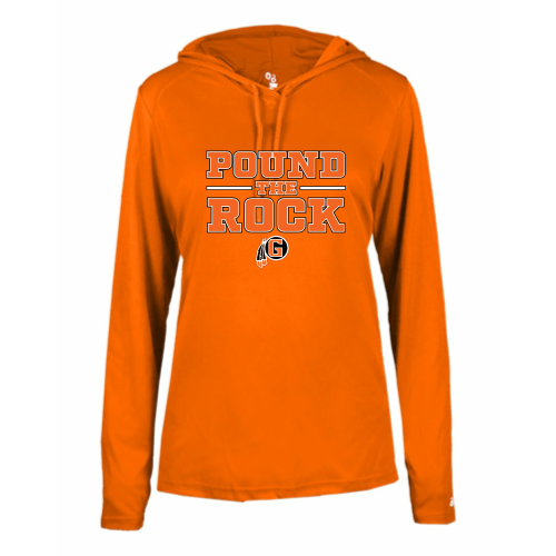 Load image into Gallery viewer, Grafton HS Football - Ladies LS Performance Tee with Hood
