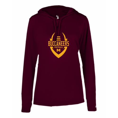 Load image into Gallery viewer, Milford Buccaneers - Ladies LS Performance Tee with Hood

