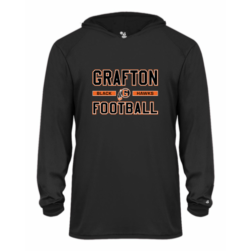 Grafton Black Hawks - Youth LS Performance Tee with Hood