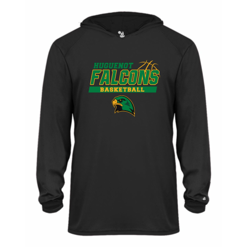 Huguenot Basketball - Youth LS Performance Tee with Hood