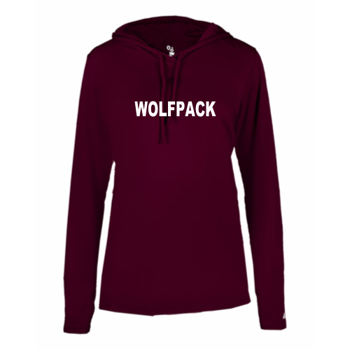 Lincoln Wolfpack - Ladies LS Performance Tee with Hood
