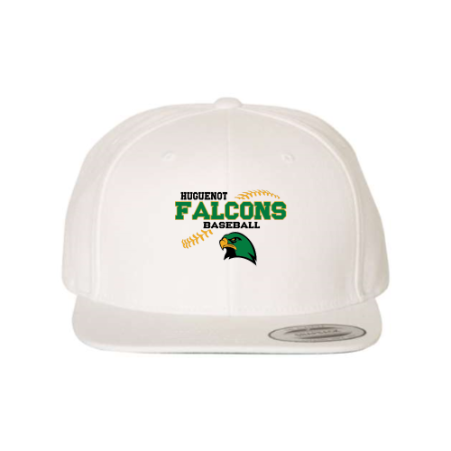 Huguenot Baseball - White - Premium Flat Bill Snapback