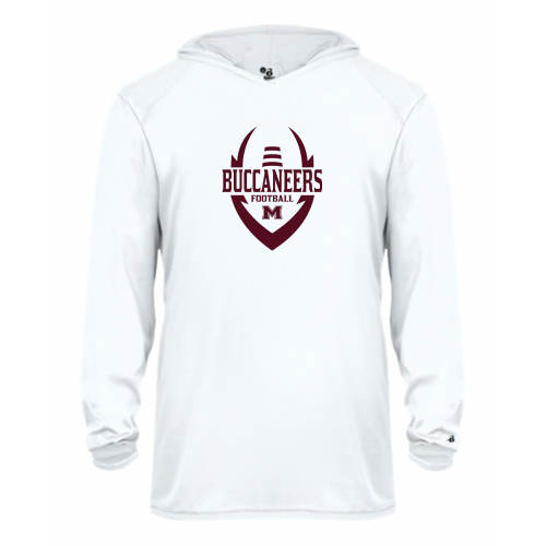 Load image into Gallery viewer, Milford Buccaneers - Youth LS Performance Tee with Hood
