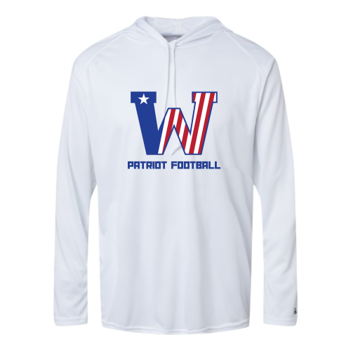 Load image into Gallery viewer, Washington Patriot Football - Adult LS Performance Tee with Hood
