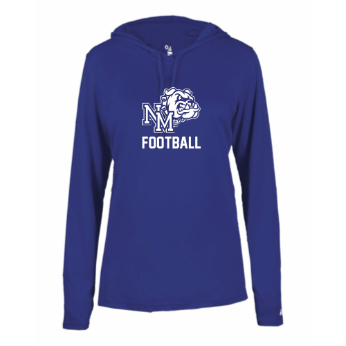 Load image into Gallery viewer, North Mason Football - Ladies LS Performance Tee with Hood
