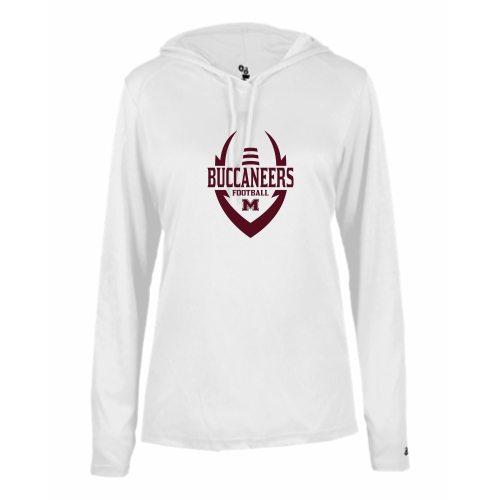 Milford Buccaneers - Ladies LS Performance Tee with Hood