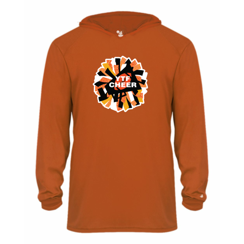Load image into Gallery viewer, YTF Cheer - Youth LS Performance Tee with Hood
