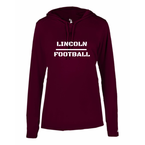 Load image into Gallery viewer, Lincoln Football - Ladies LS Performance Tee with Hood

