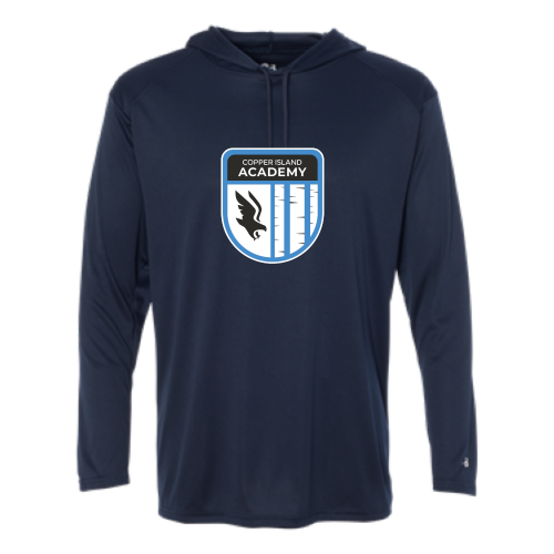Load image into Gallery viewer, Copper Island Academy - Adult LS Performance Tee with Hood
