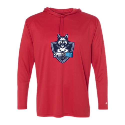 Load image into Gallery viewer, Spring Run - Adult LS Performance Tee with Hood
