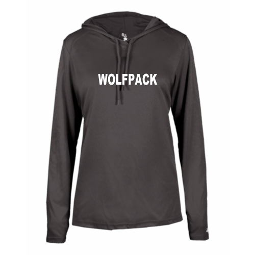 Lincoln Wolfpack - Ladies LS Performance Tee with Hood