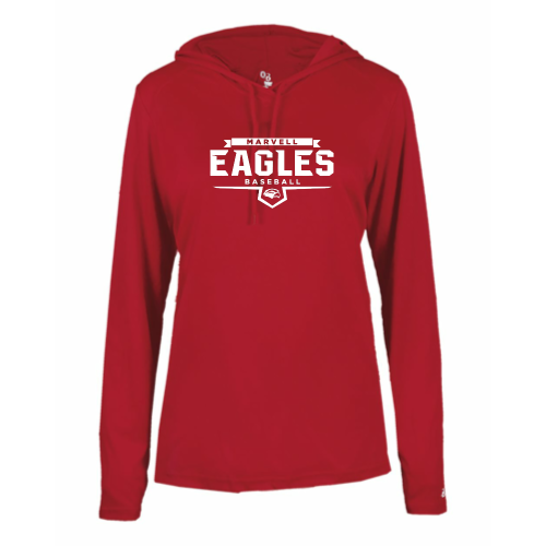 Load image into Gallery viewer, Marvell Eagles - Ladies LS Performance Tee with Hood

