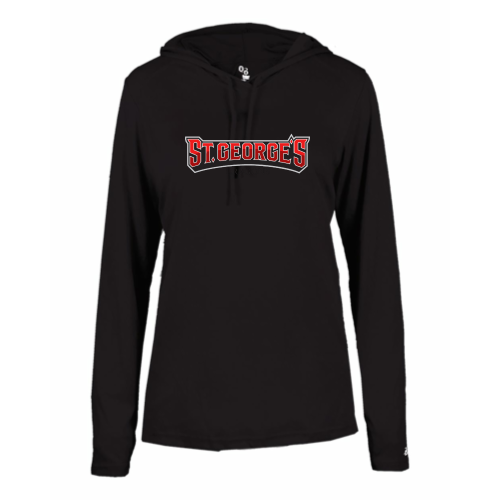 St Georges - Ladies LS Performance Tee with Hood