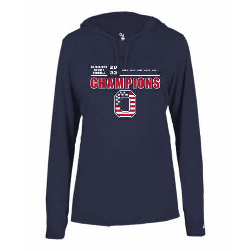 Oakland Middle School - Ladies LS Performance Tee with Hood