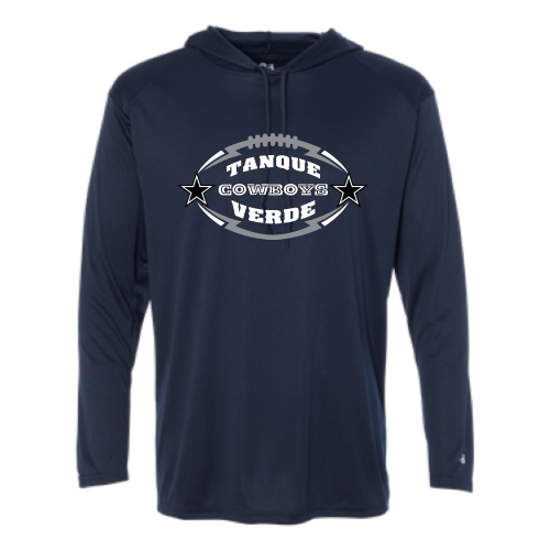 Load image into Gallery viewer, Tanque Verde Cowboys - Adult LS Performance Tee with Hood
